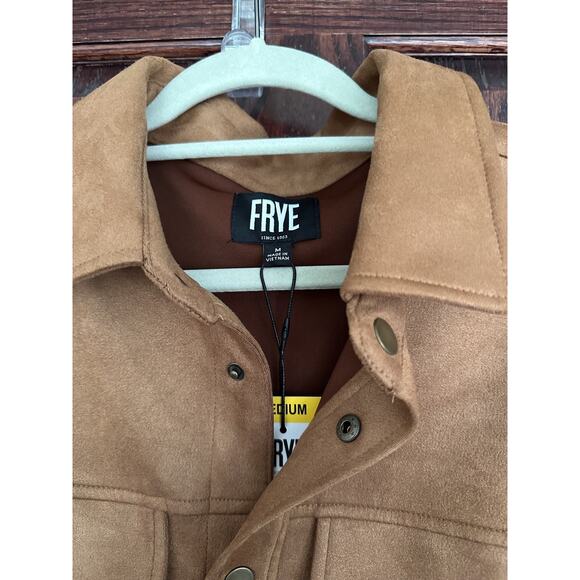 Frye faux suede Shacket Men’s Size M Soft Western Light Tan Coat Button Up - Picture 3 of 3
